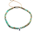 Hand Made Anklets Silver Eye, Jasper Turquoise stone 4mm | Castello Jewels