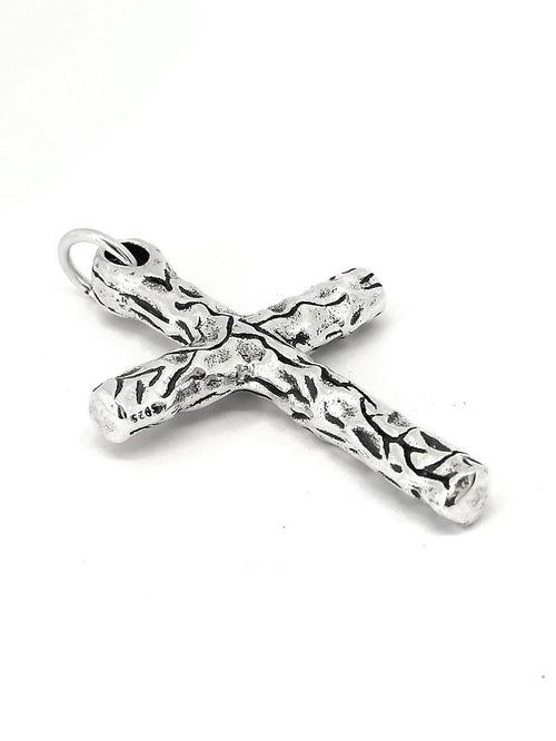 925 Sterling Silver retro carving cross pendant — view 2 | Castello Jewels