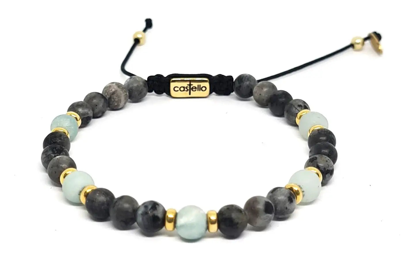 Hand Made Bracelet Silver 925 Gold Plated Classic, Lambradorite, Amazonite 6mm | Castello Jewels