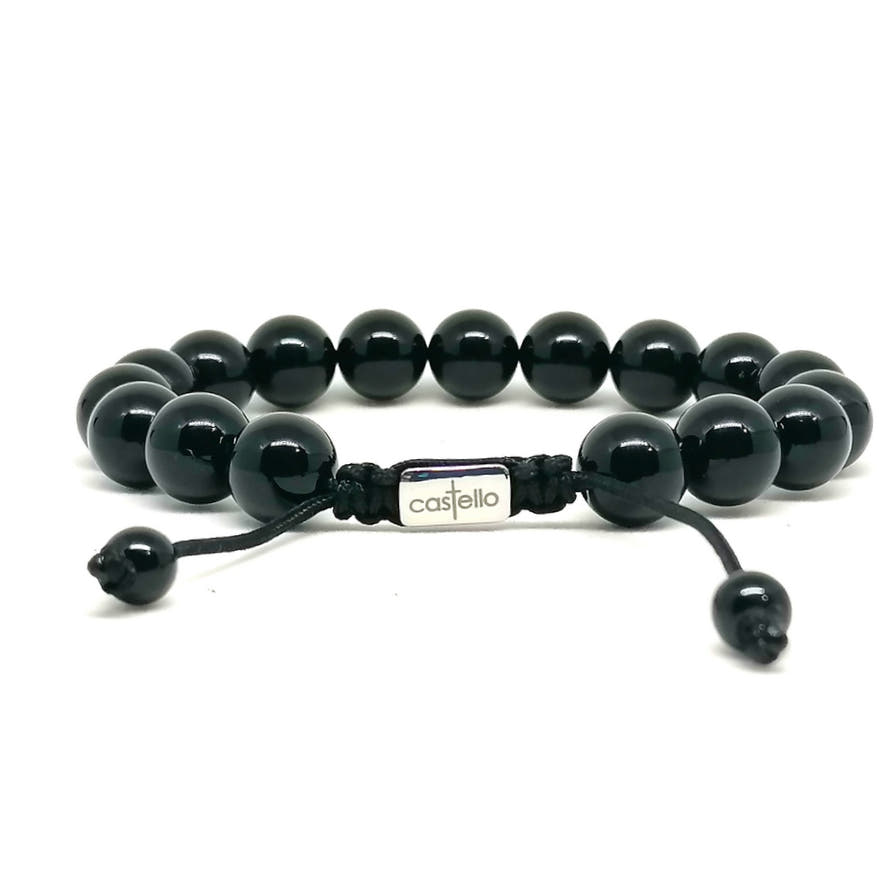 Polished Onyx Boho Bracelet, 10mm, view 3 | Castello Jewels