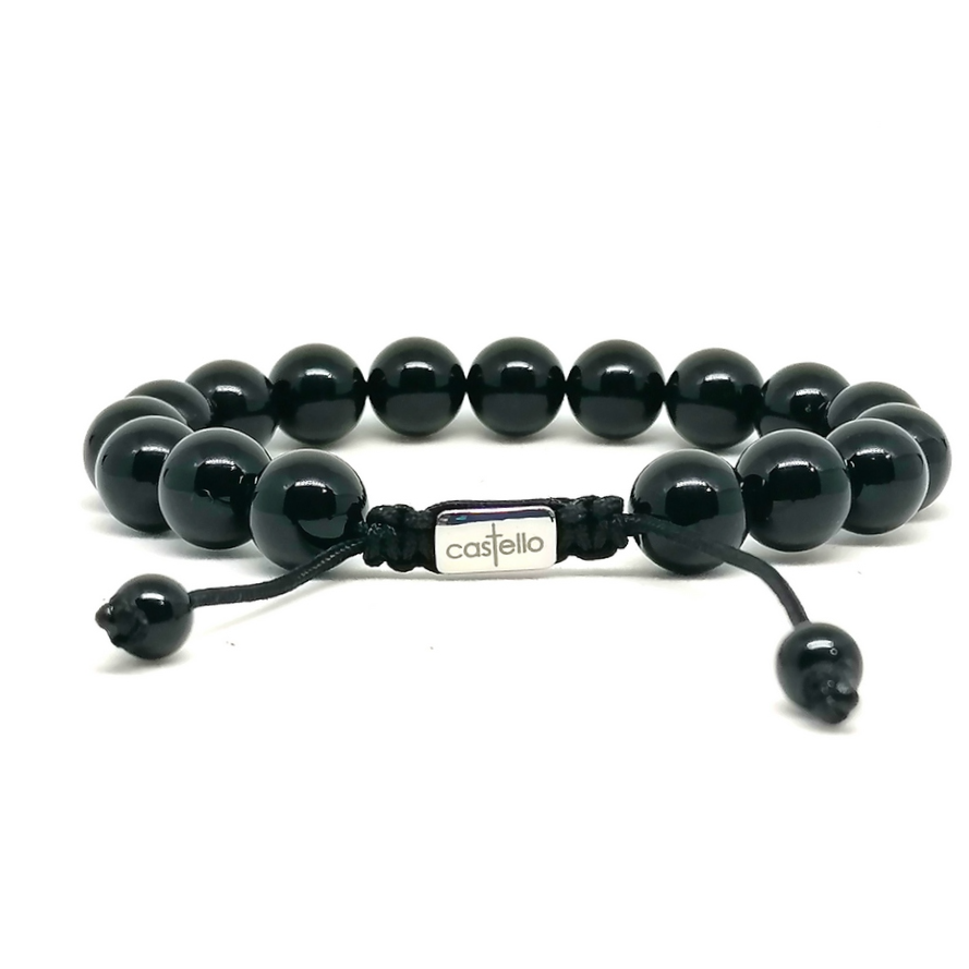 Polished Onyx Boho Bracelet, 10mm, view 3 | Castello Jewels