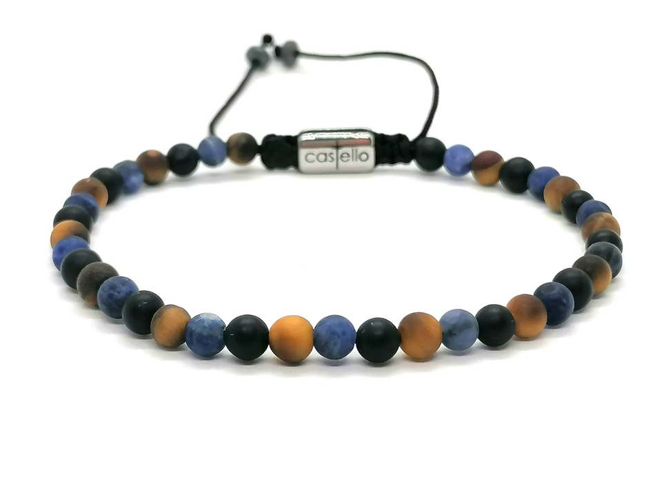 Hand Made Bracelet, Sodalite, Tigers Eye Mat, Onyx Mat stone 4mm | Castello Jewels