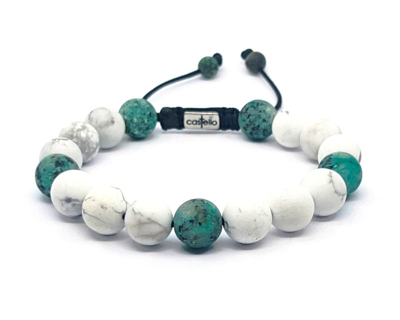 Hand Made Bracelet Howlite, Africa Turquoise stone 10mm | Castello Jewels