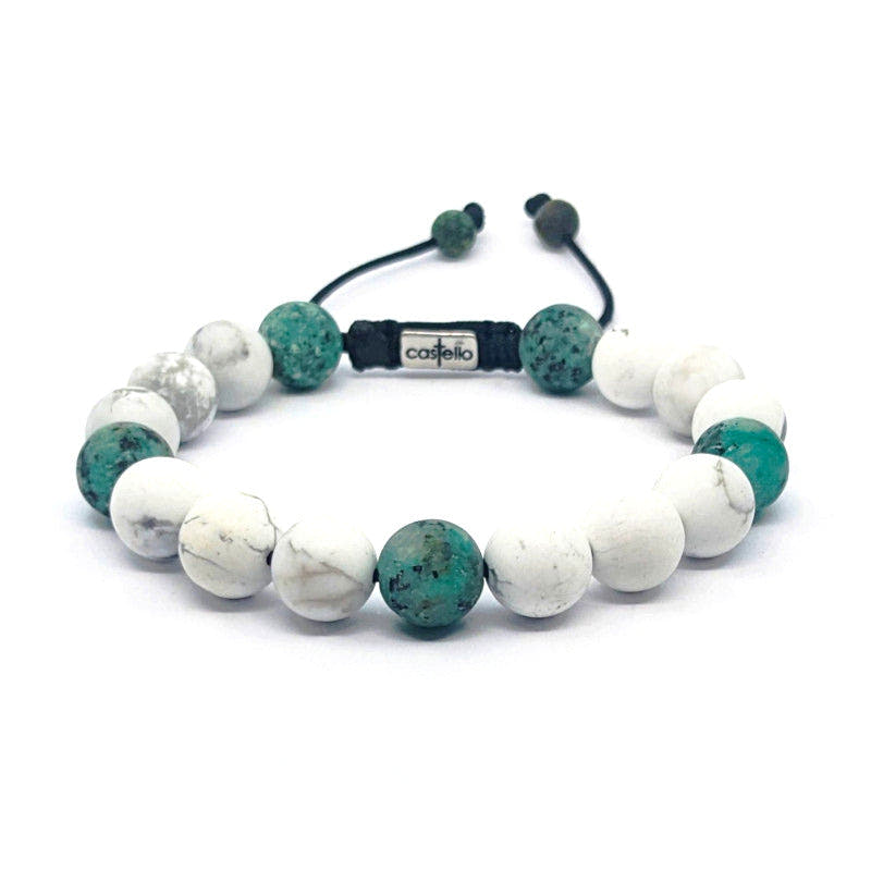 Howlite & African Turquoise Boho Bracelet, 10mm | Castello Jewels