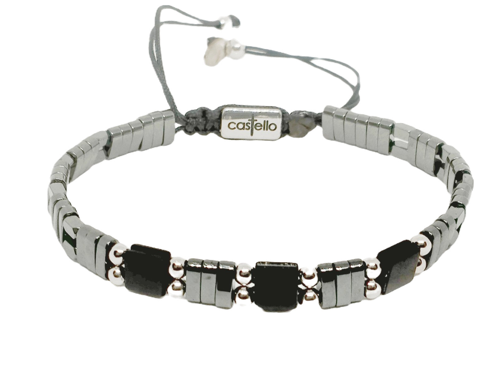 Hand Made Bracelet Ancient 925 Silver, Hematite 6*6mm stone | Castello Jewels