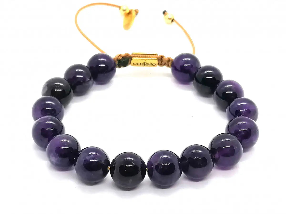 Hand Made Bracelet Amethystos stone 10mm | Castello Jewels
