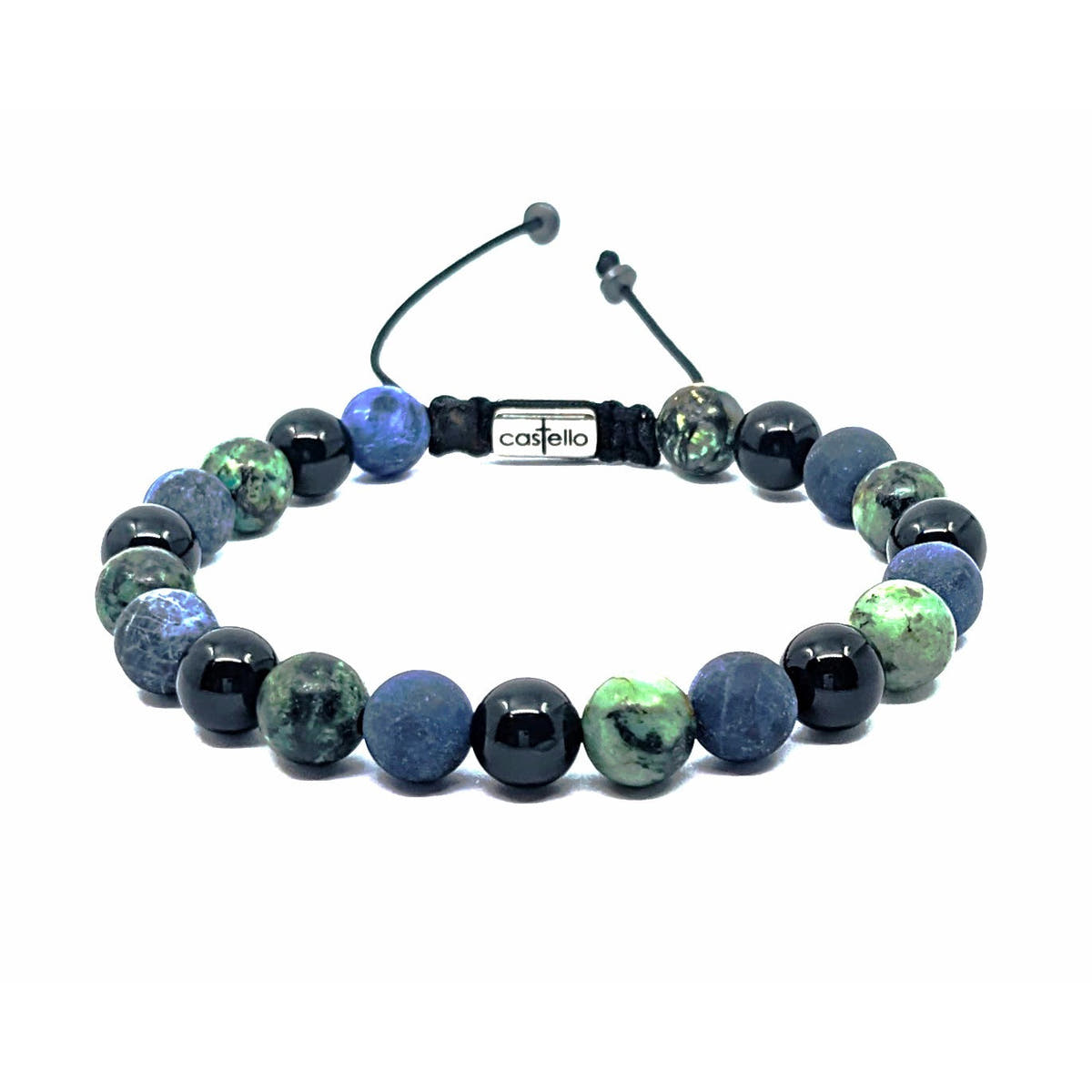 Sodalite, Onyx & African Turquoise Beaded Bracelet, 8mm | Castello Jewels