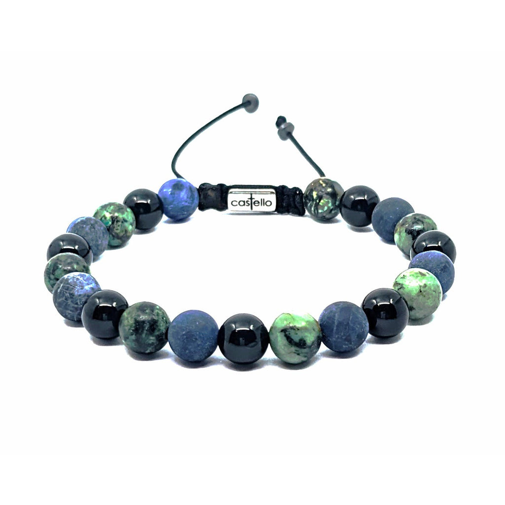 Sodalite, Onyx & African Turquoise Beaded Bracelet, 8mm | Castello Jewels