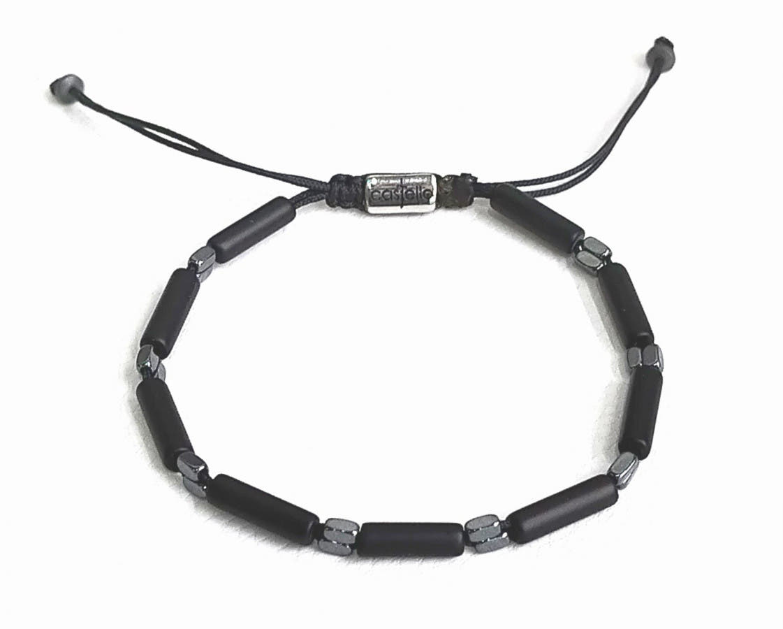 Onyx & Hematite Tube Bracelet, 2mm | Castello Jewels
