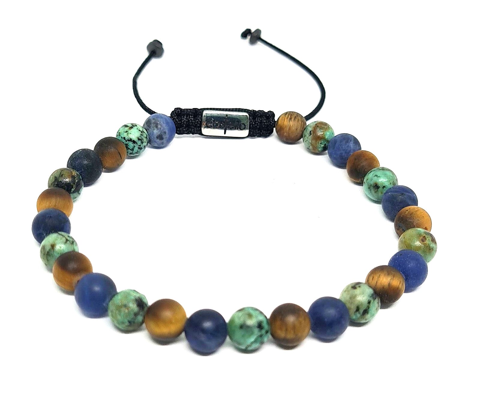 Hand Made Bracelet Tiger Eye Mat, Africa Turquoise, Sodalite stone 6mm | Castello Jewels