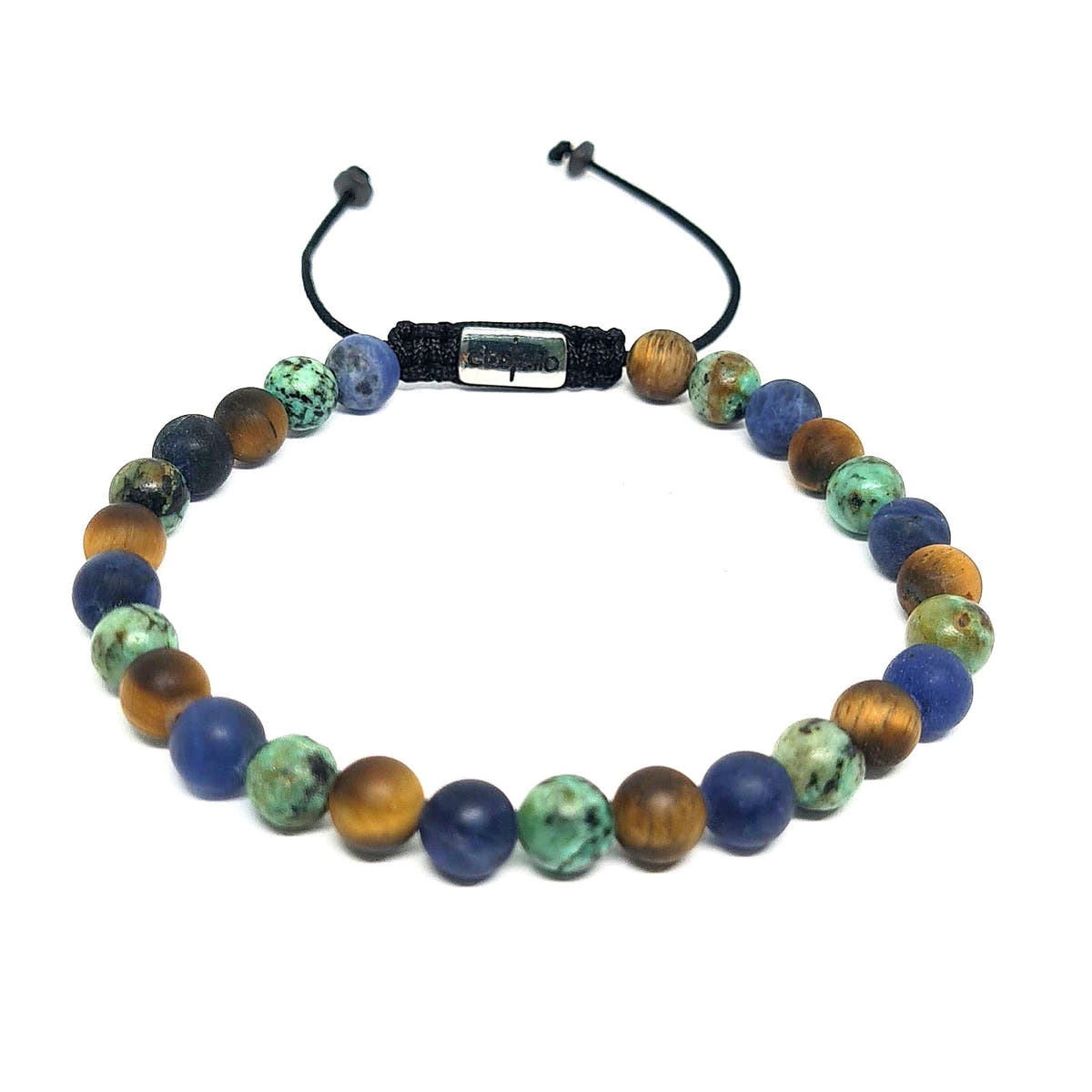 Tiger's Eye, African Turquoise & Sodalite Boho Bracelet, 6mm | Castello Jewels