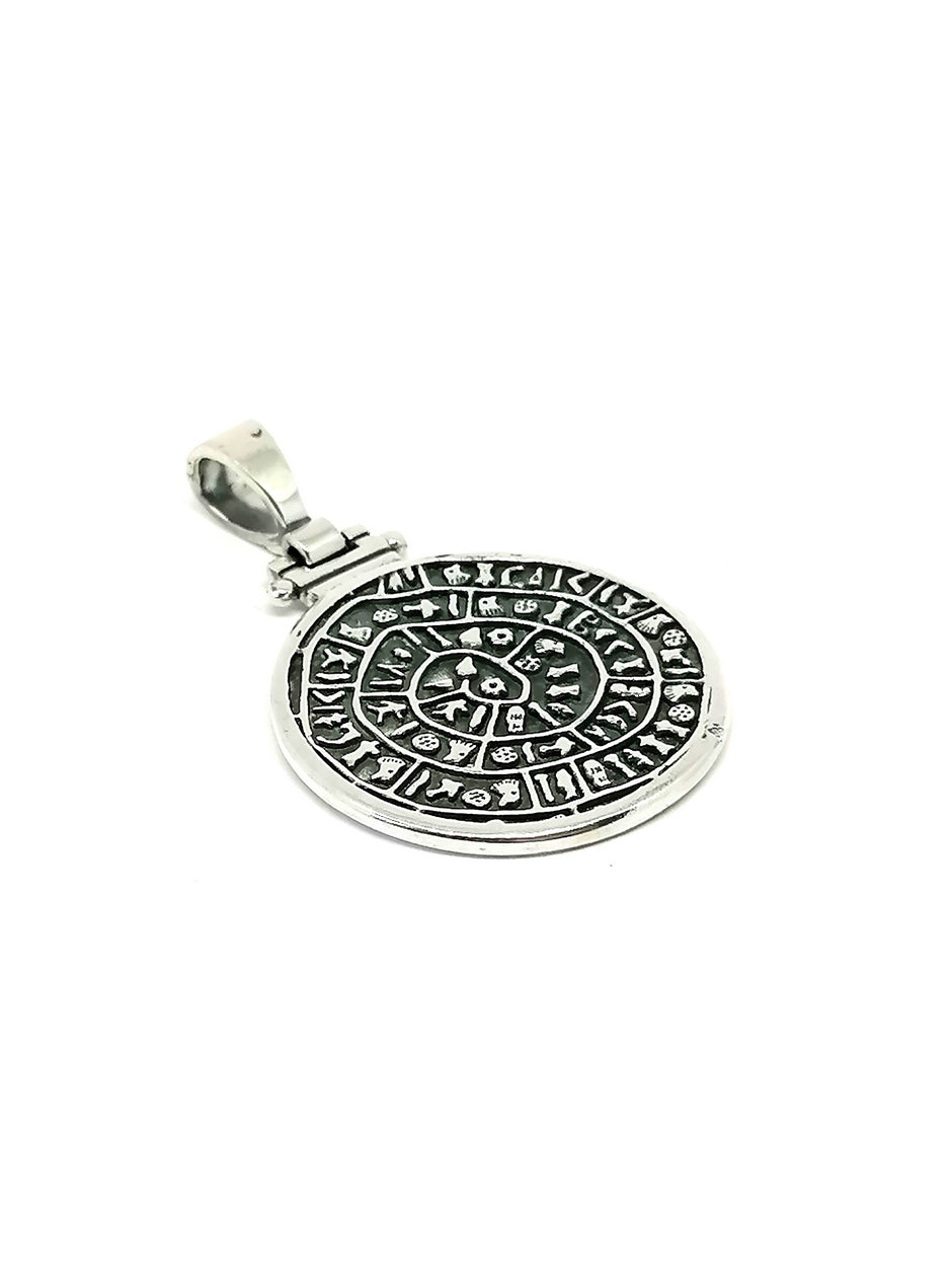 925 silver Disc of Phaistos pendant — view 2 | Castello Jewels