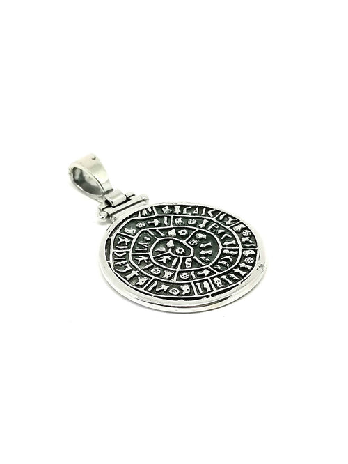 925 silver Disc of Phaistos pendant — view 2 | Castello Jewels