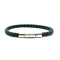 Blue-Black Braided Leather Men's Bracelet, 6mm | Castello Jewels