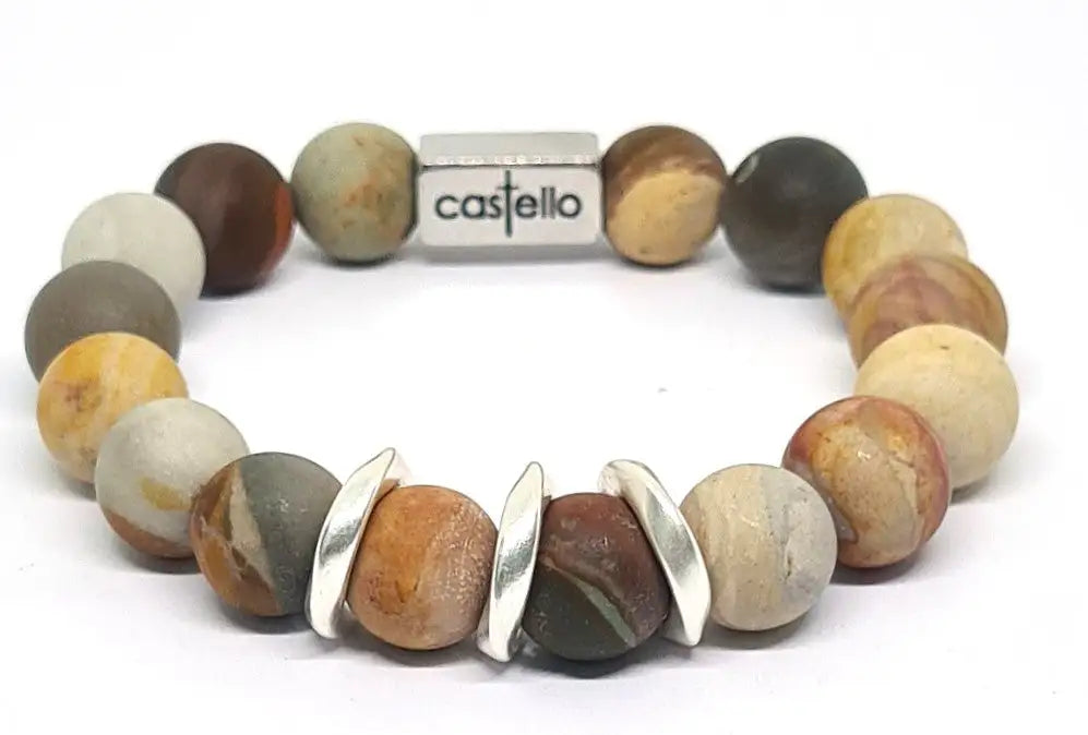 Hand Made Silver 925 Bracelet Mookite stone 12mm | Castello Jewels