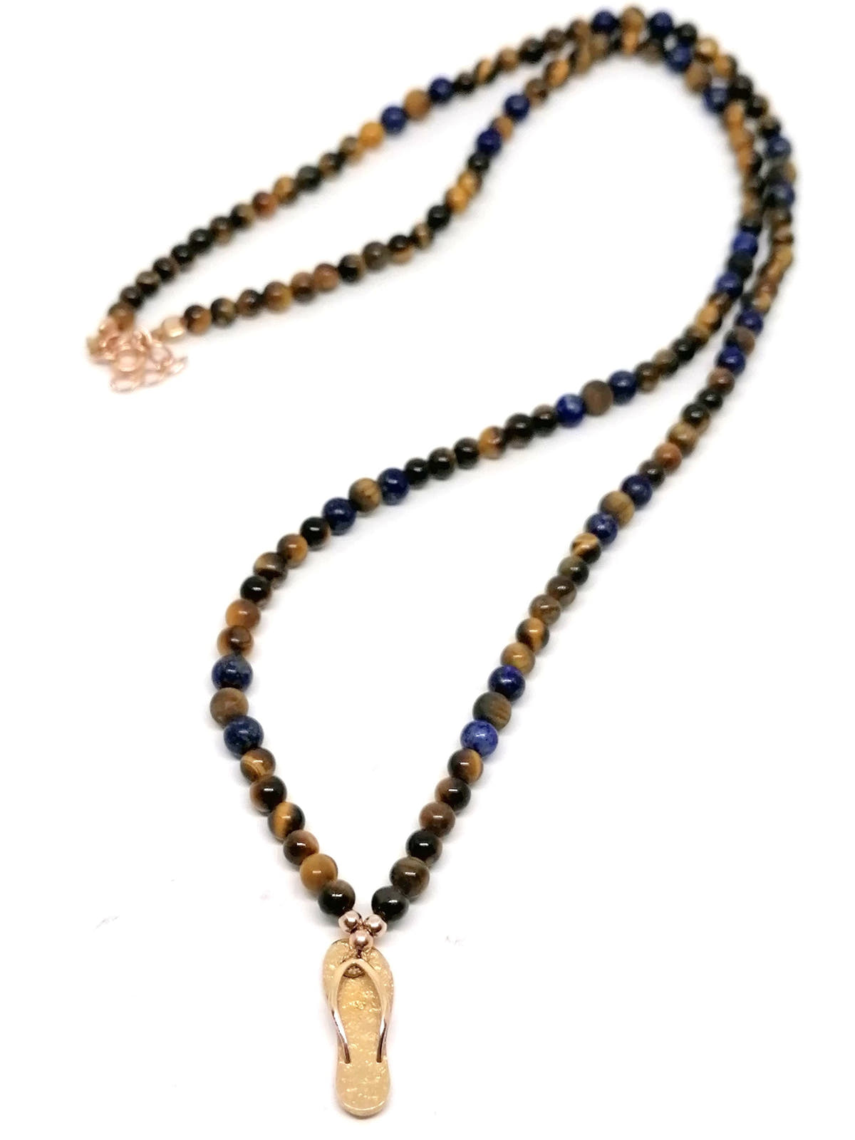 Necklace Slipper, Silver 925, Tiger Eye stone — view 3 | Castello Jewels