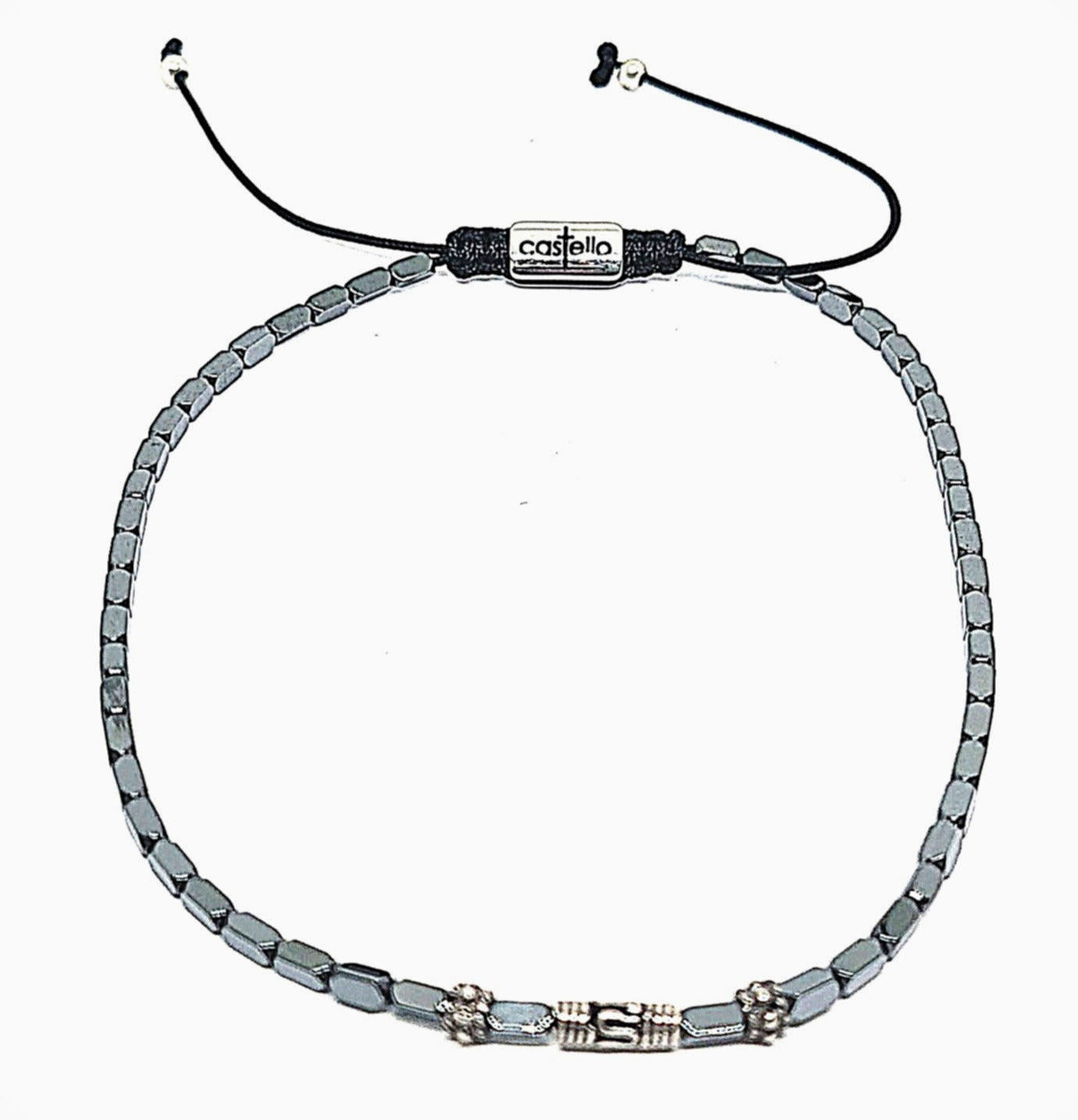 Hand Made Anklets Silver 925, Hematite stone 4mm | Castello Jewels