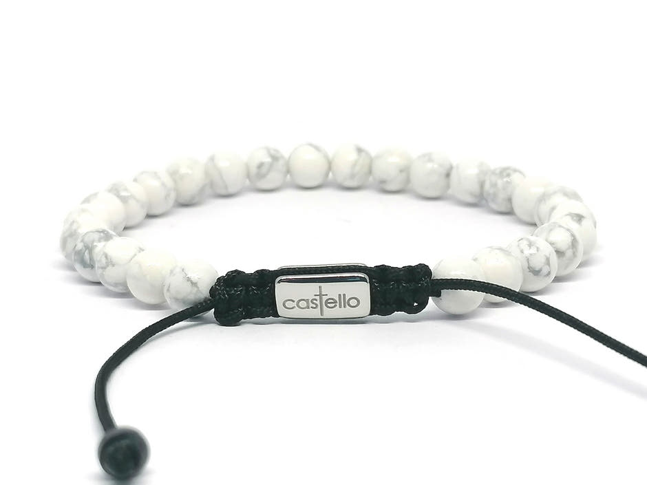 Matte Howlite Bracelet, view 3, 6mm | Castello Jewels