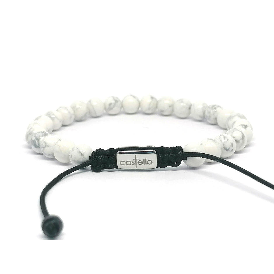 Matte Howlite Bracelet, view 3, 6mm | Castello Jewels