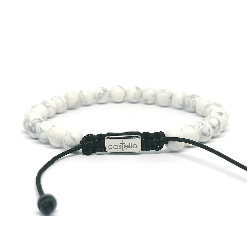 Matte Howlite Bracelet, view 3, 6mm | Castello Jewels