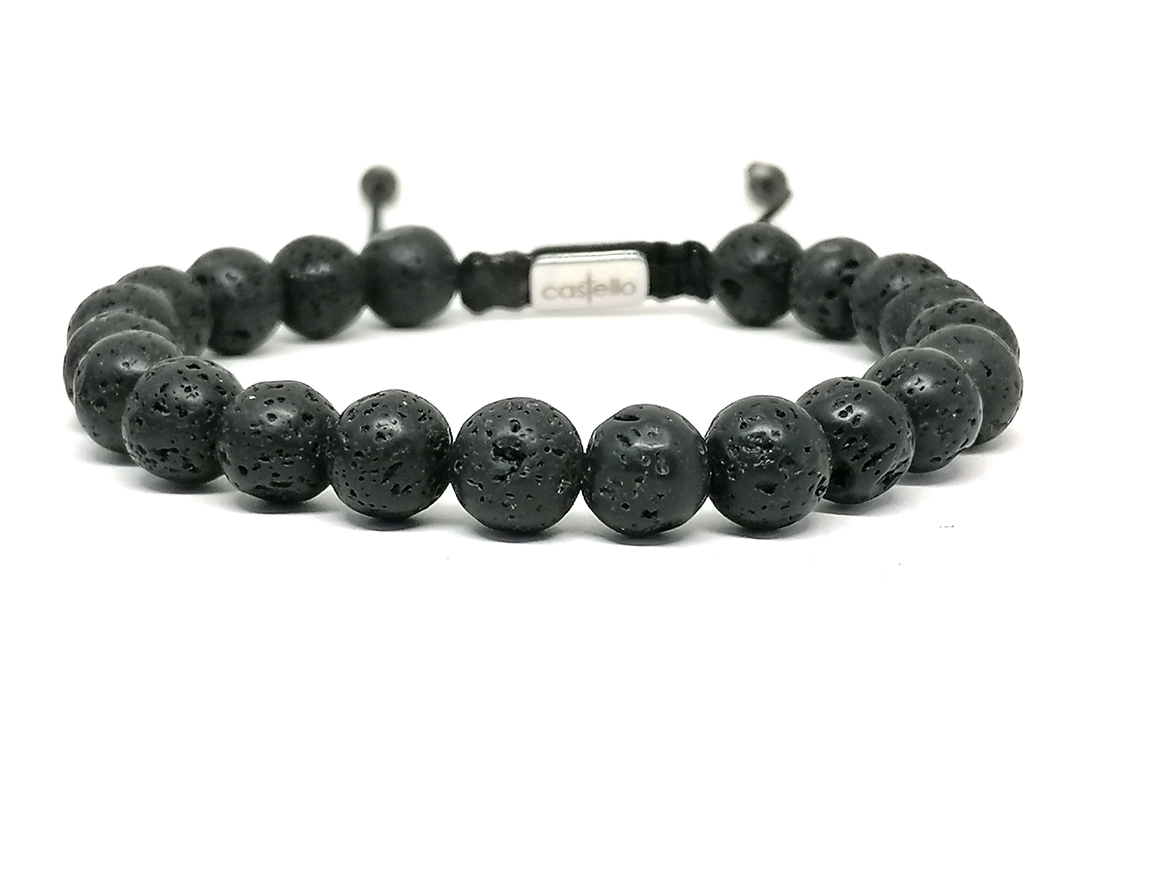 Hand Made Bracelet Lava stone 8mm | Castello Jewels