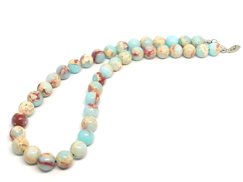 Snakeskin Jasper Beaded Necklace, 10mm | Castello Jewels