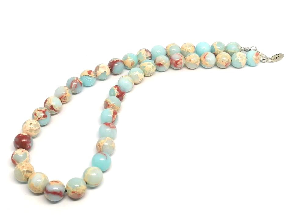 Hand Made Necklace, Snake's skin stone of 10mm | Castello Jewels