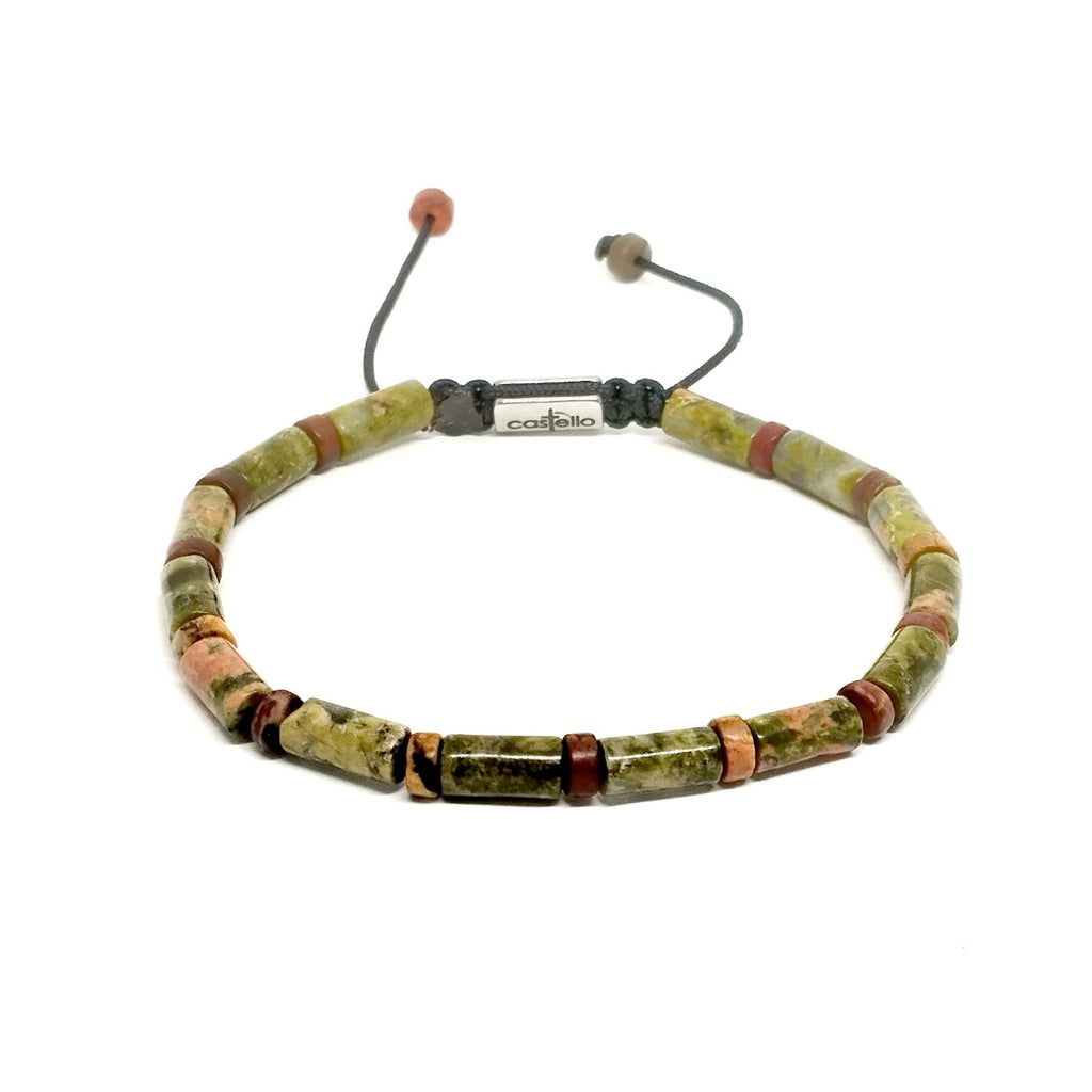 Unakite Tube Bracelet, 4mm | Castello Jewels