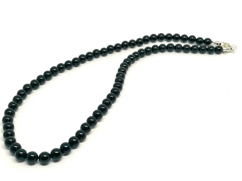 Polished Onyx Beaded Necklace, 6mm | Castello Jewels