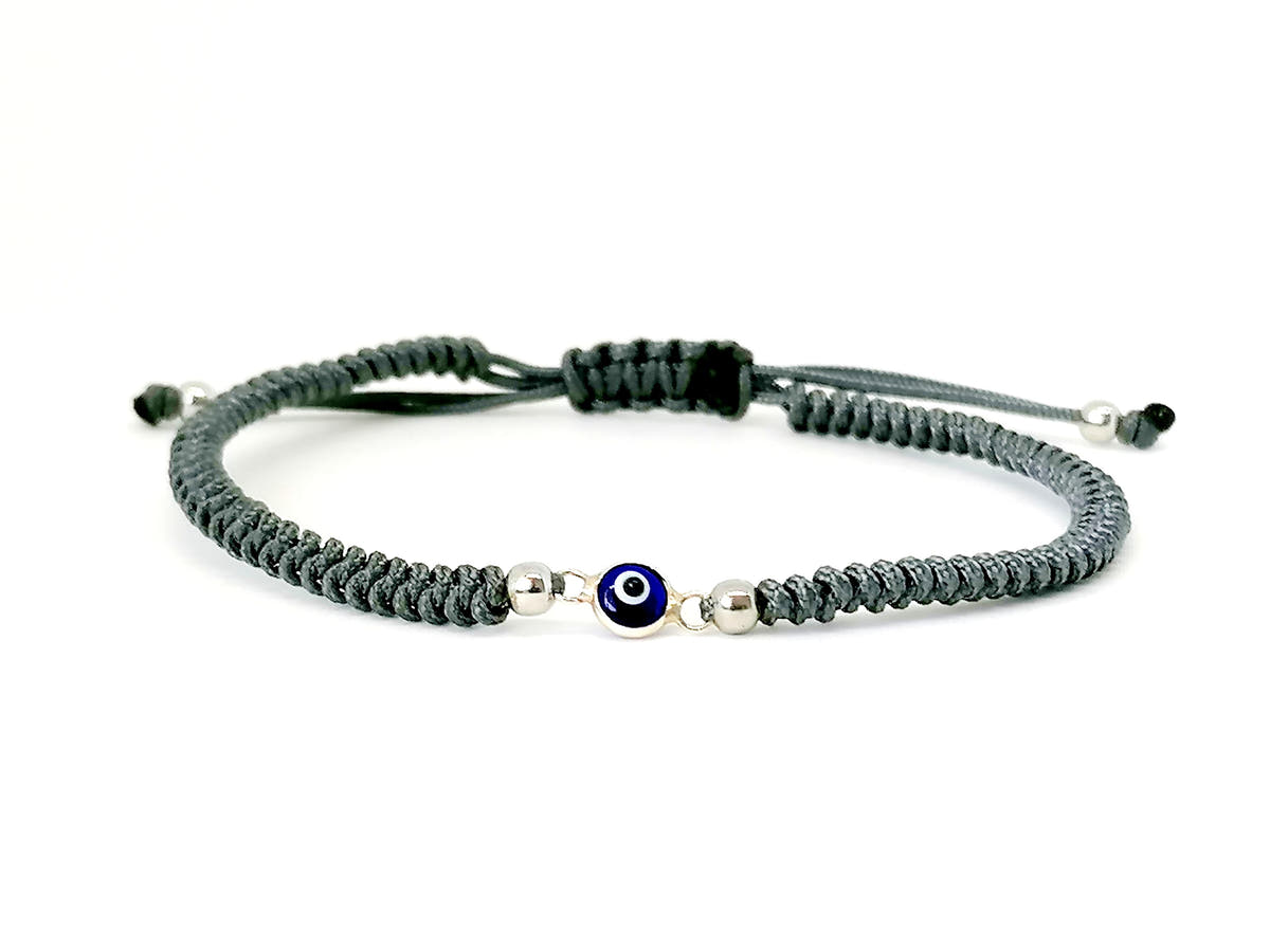 Evil Eye Cord Bracelet, Sterling Silver, Blue | Castello Jewels