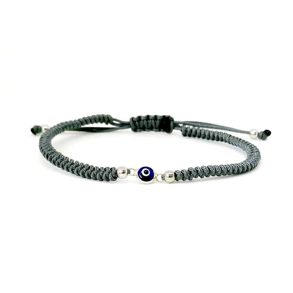 Evil Eye Cord Bracelet, Sterling Silver, Blue | Castello Jewels