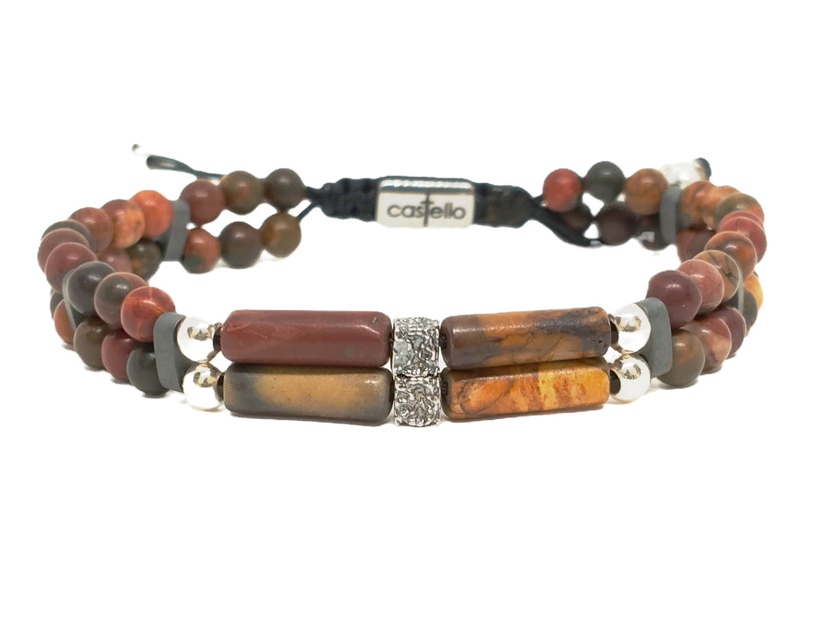 Picasso Jasper Men's Bracelet, Sterling Silver, 4mm | Castello Jewels