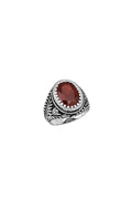 Mens silver ring Garnet | Castello Jewels