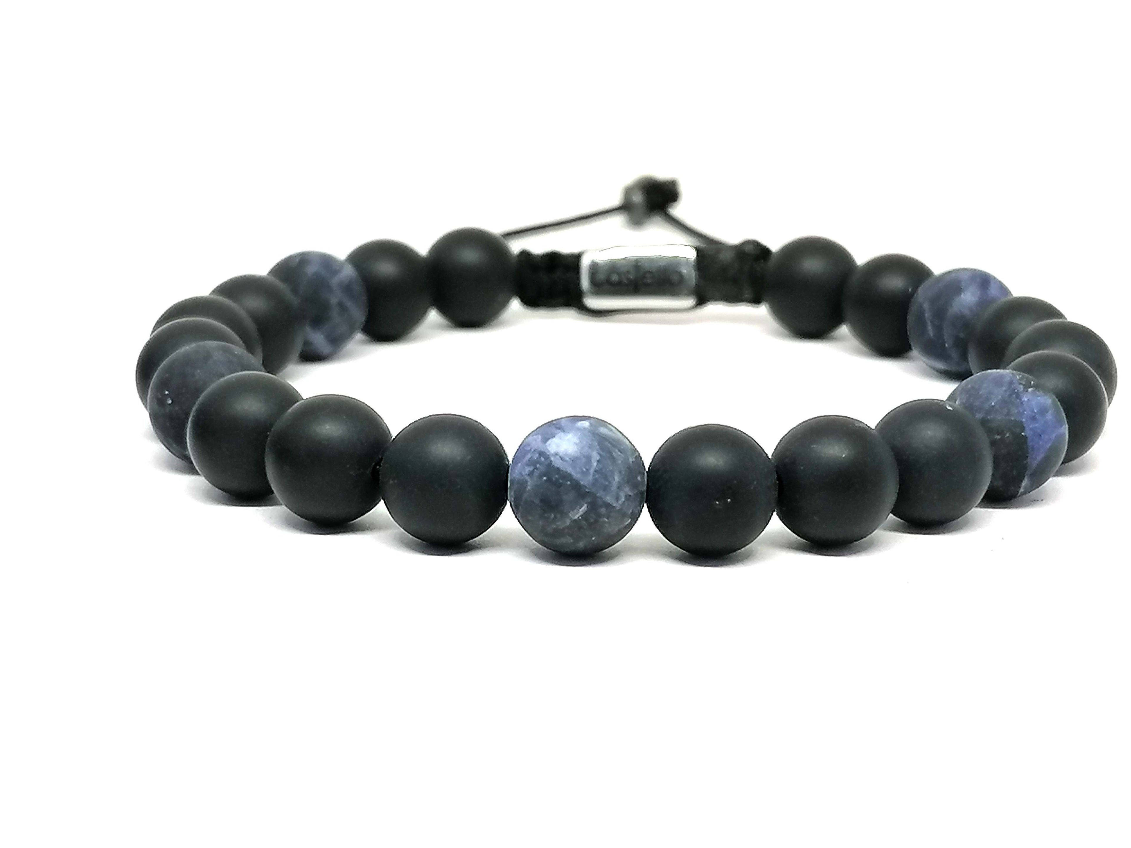 Hand Made Bracelet Onyx Mat, Sodalite stone 8mm | Castello Jewels