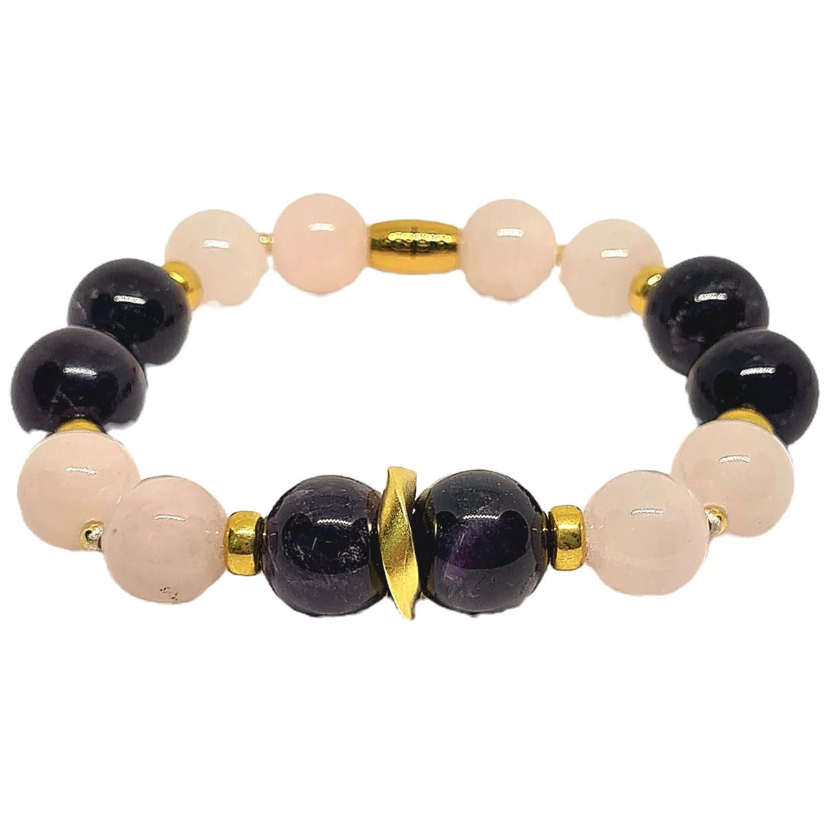 Pink Quartz Gold-Plated Bracelet, Sterling Silver, 12mm | Castello Jewels