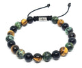 Hand Made Bracelet, Africa Turquoise, Tiger's Eye Polish, Onyx Polish 8mm stone | Castello Jewels