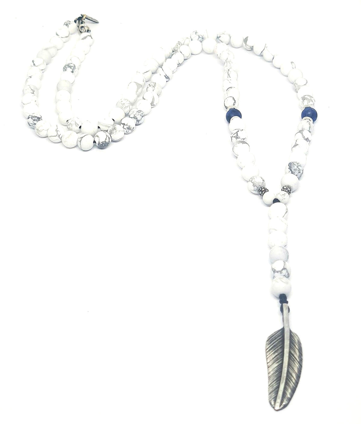 Howlite Beaded Necklace, Sterling Silver, 6mm | Castello Jewels