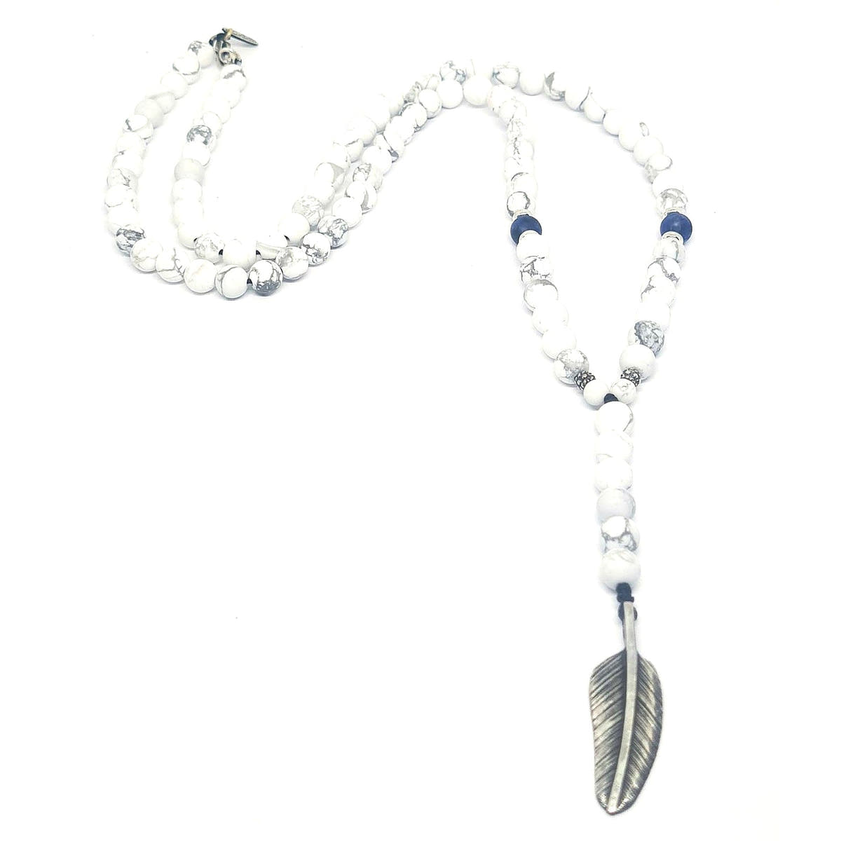 Howlite Beaded Necklace, Sterling Silver, 6mm | Castello Jewels