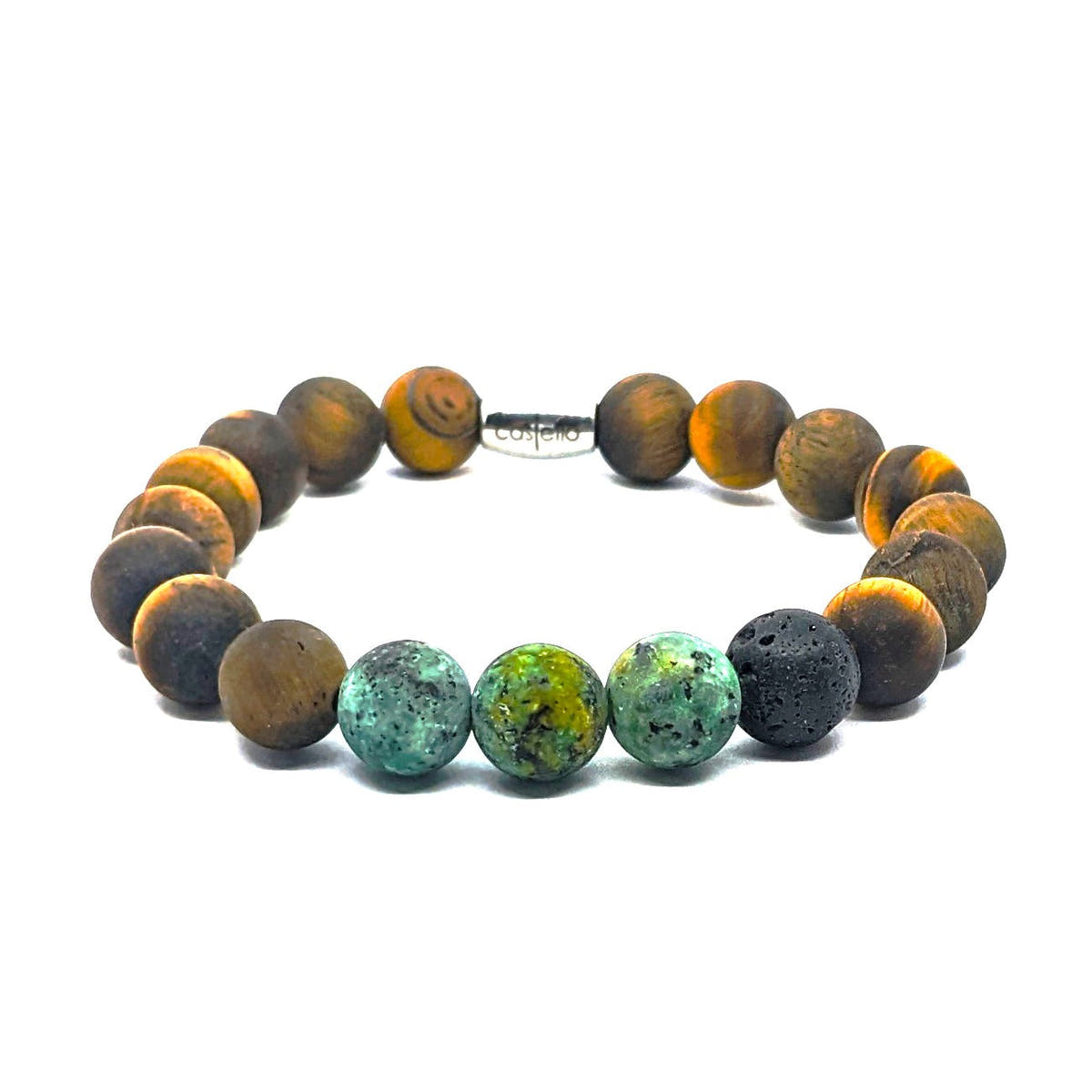 Tiger's Eye & African Turquoise Stacking Bracelet, 10mm, view 2 | Castello Jewels