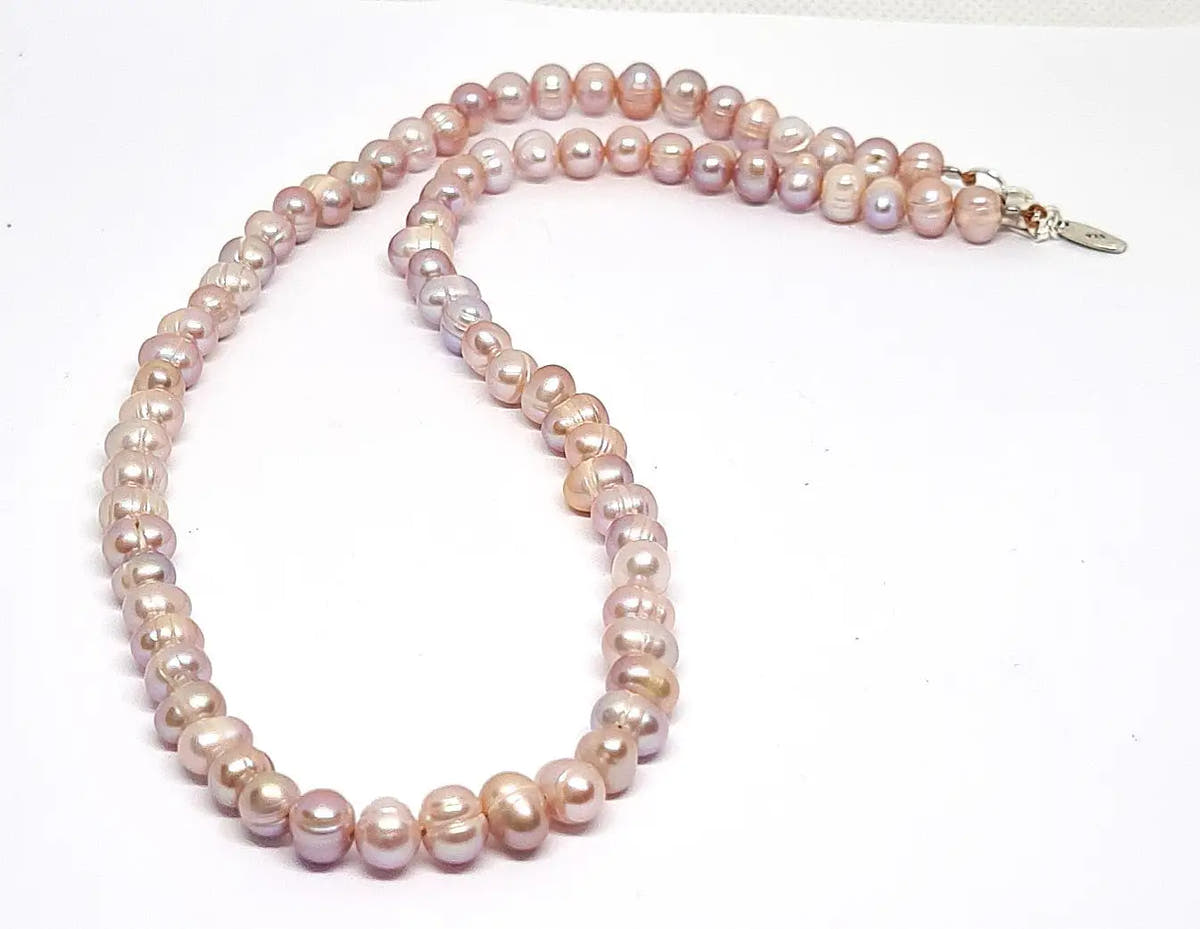 Pearl Beaded Necklace, Sterling Silver, 6mm | Castello Jewels