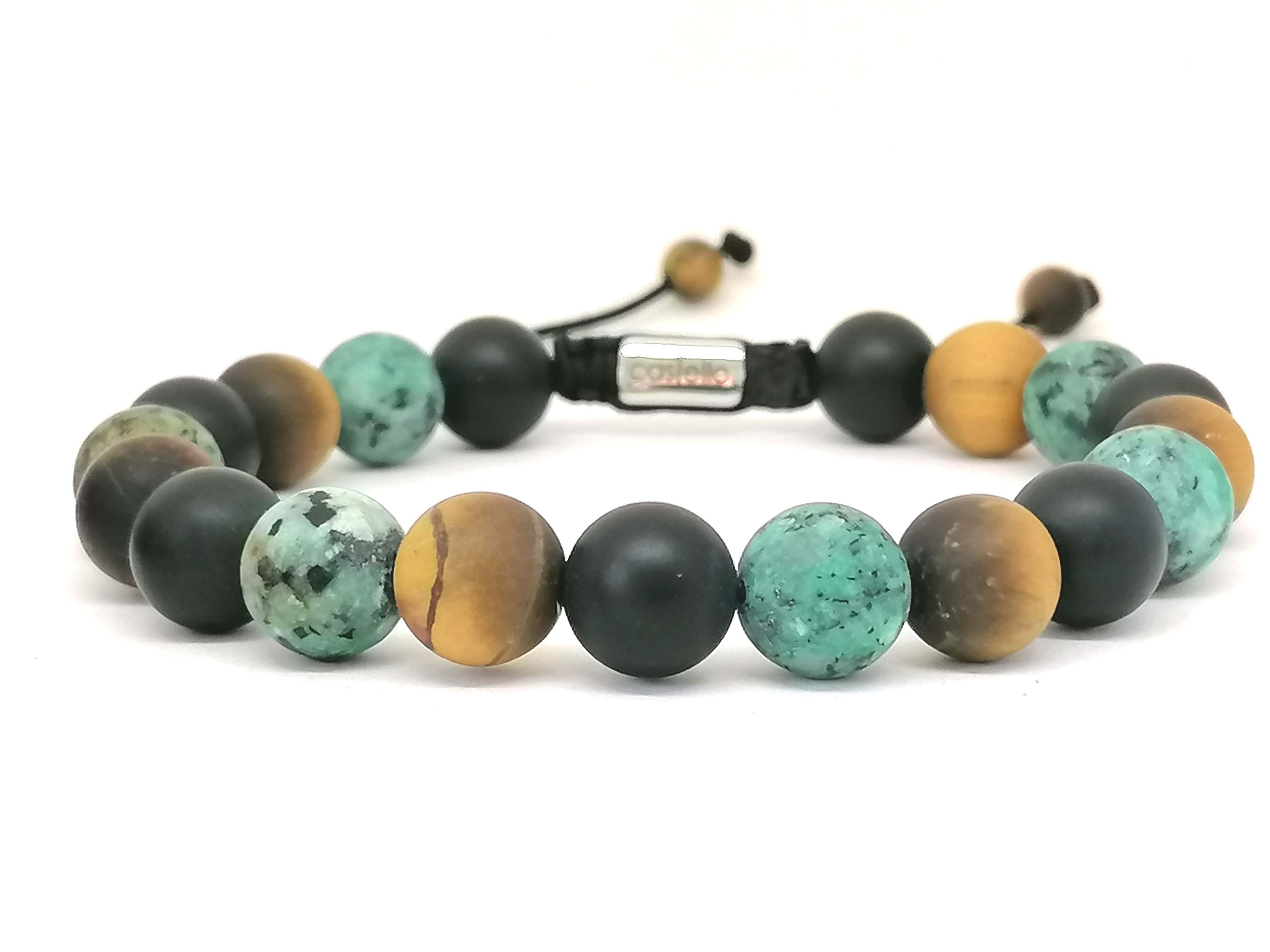 Bracelet Onyx, Tiger's Eye, African Turquoise 10mm stones | Castello Jewels