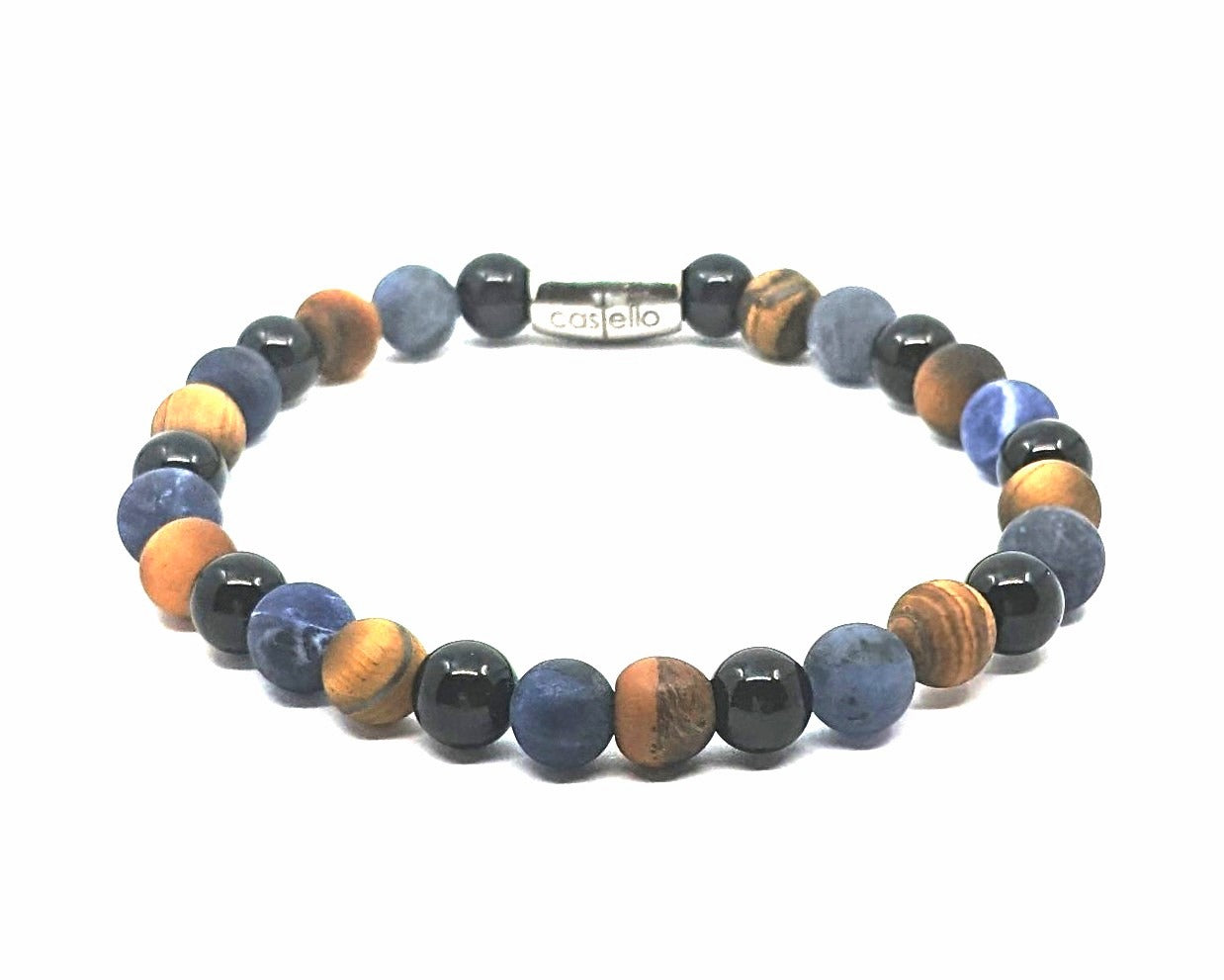 Gemstone Bracelet Tiger's eye, Sodalite, Onyx Polish stone 6mm — view 2 | Castello Jewels