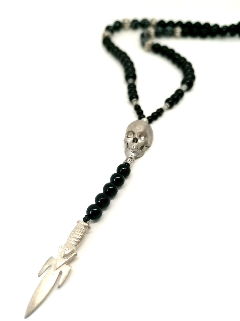 Rosary Skull, Silver 925, Onyx stone — view 2 | Castello Jewels