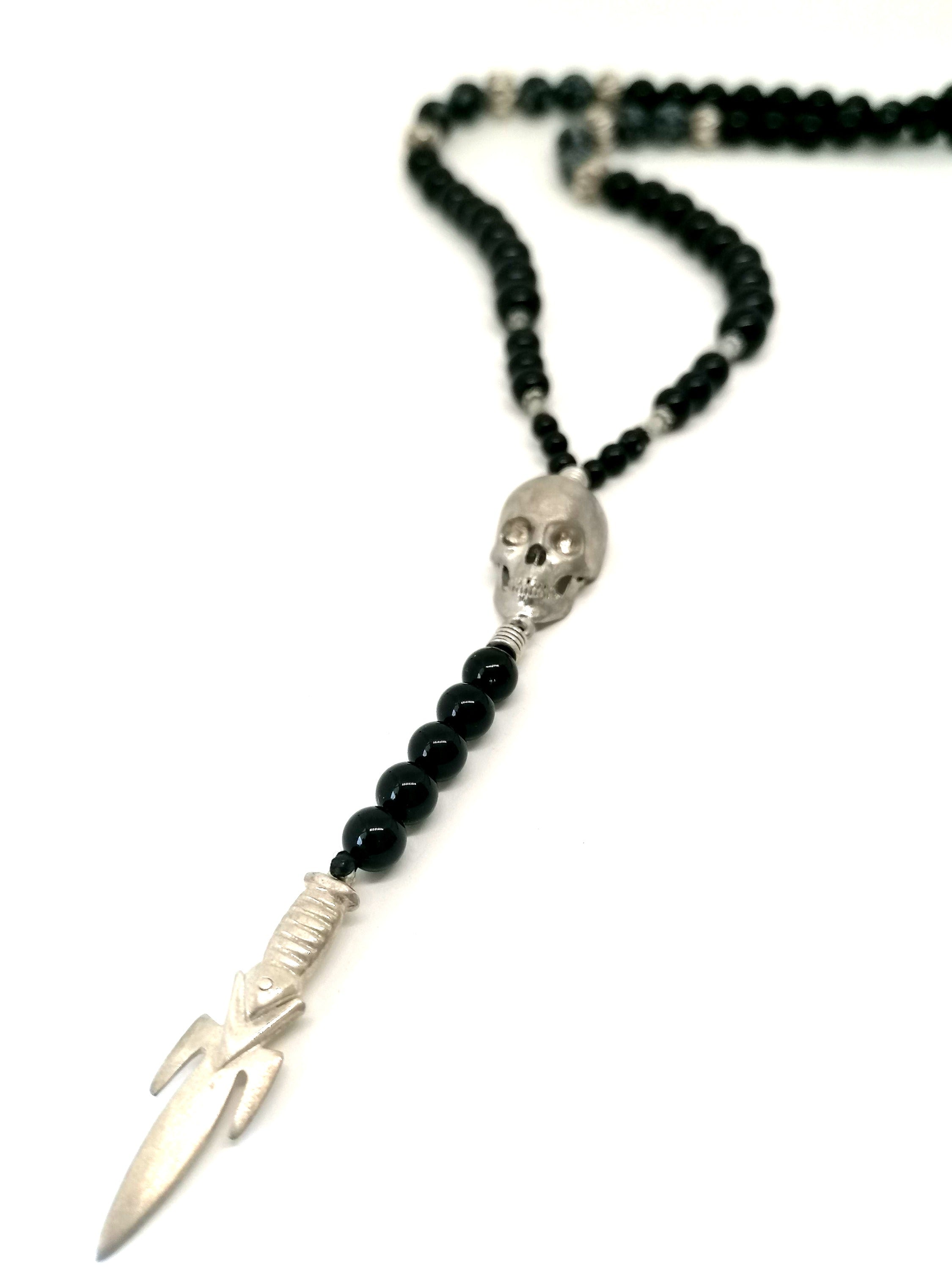 Rosary Skull, Silver 925, Onyx stone — view 2 | Castello Jewels