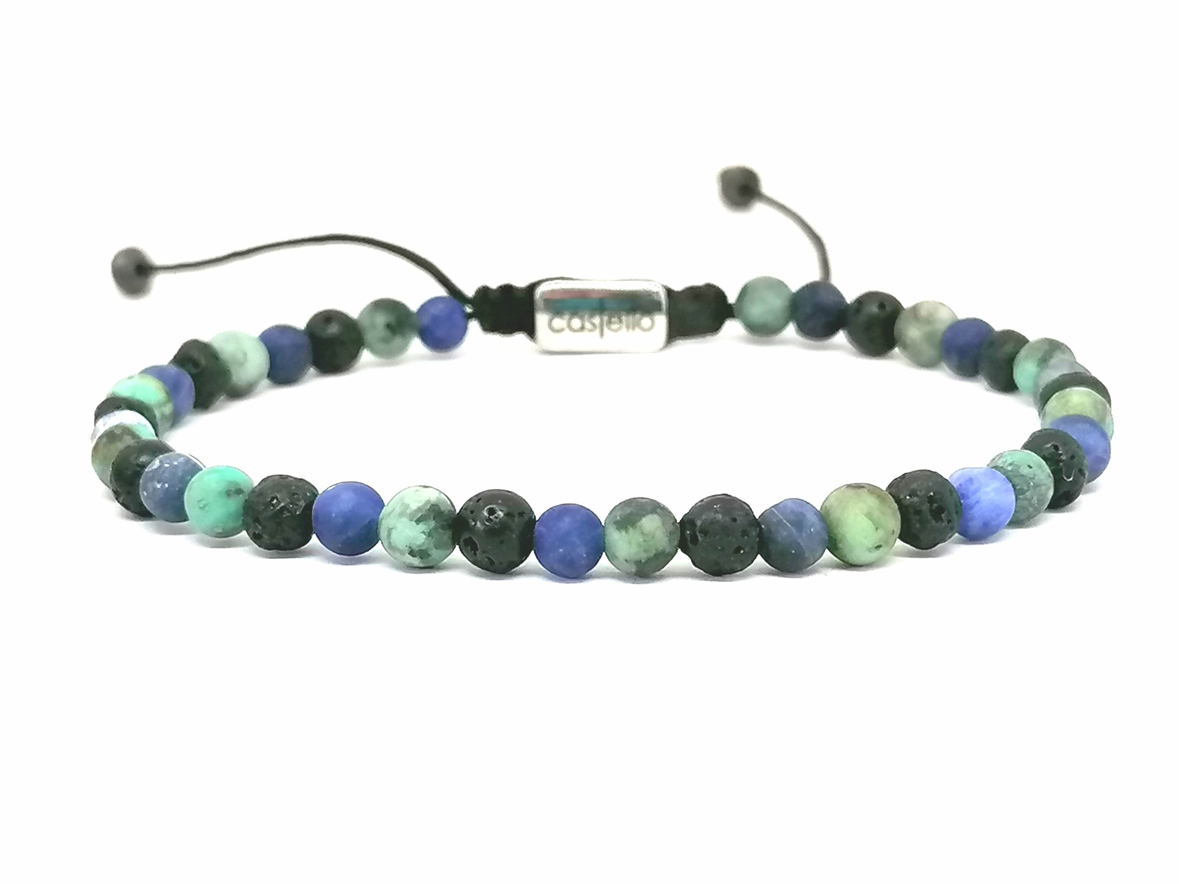 Hand Made Bracelet Lava, Sodalite, Africa Turquoise stone 4mm | Castello Jewels