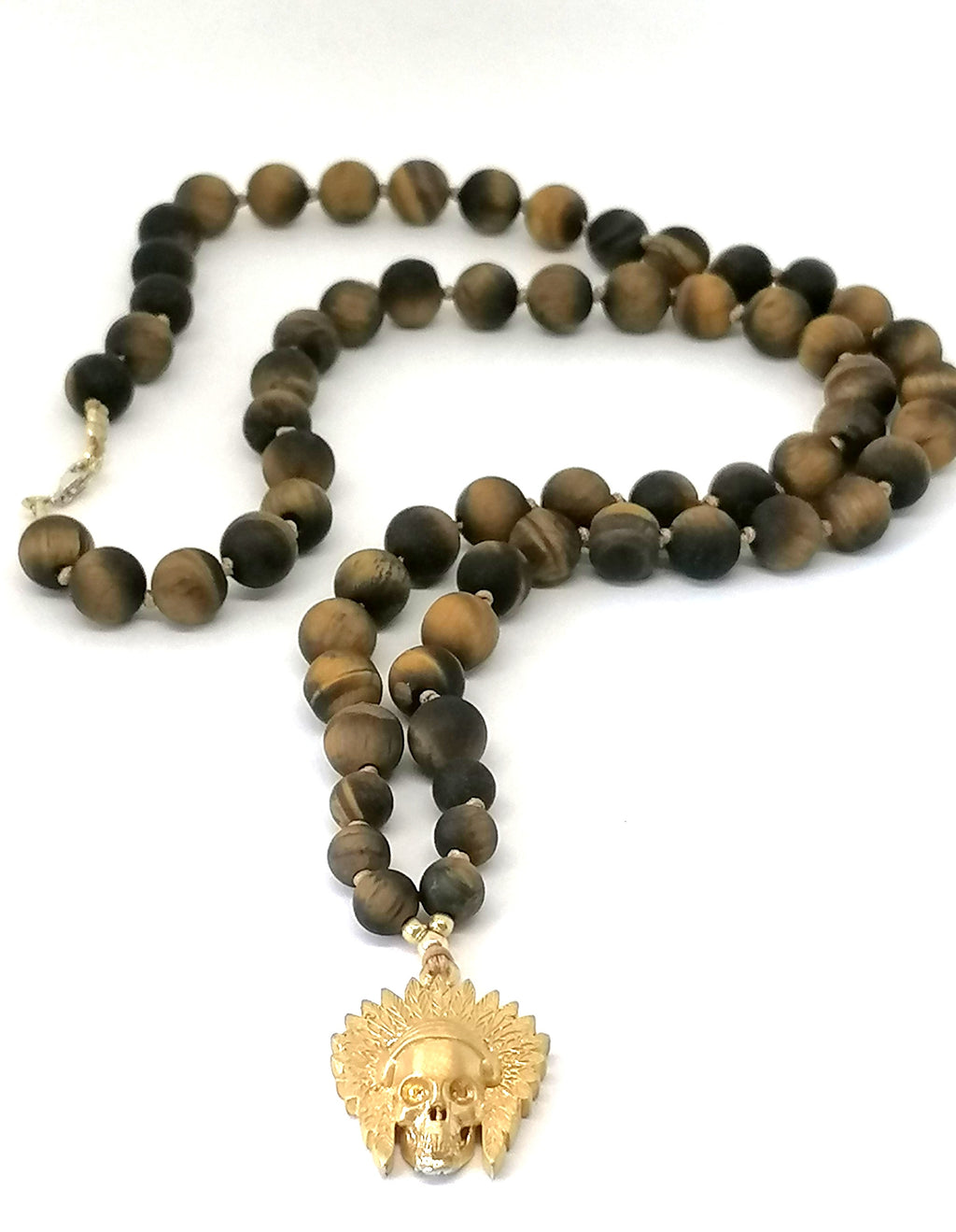 Necklace Indian, Skull Silver 925, Onyx stone | Castello Jewels