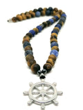 Necklace Rudder, Silver 925, Tiger Eye stone | Castello Jewels