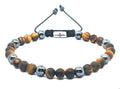 Hand Made Bracelet Tiger's Eye Mat, Hematite 6mm | Castello Jewels