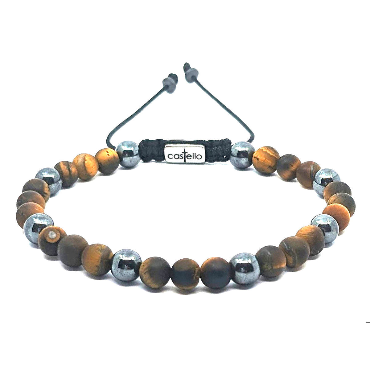 Tiger's Eye & Hematite Beaded Bracelet, 6mm | Castello Jewels