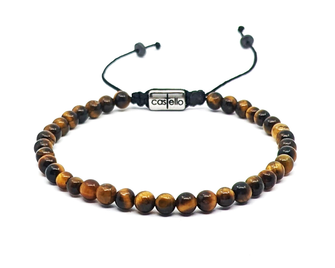 Hand Made Bracelet Tigers Eye Polish stones 4mm. | Castello Jewels